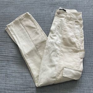 Cream corduroy cargo pants